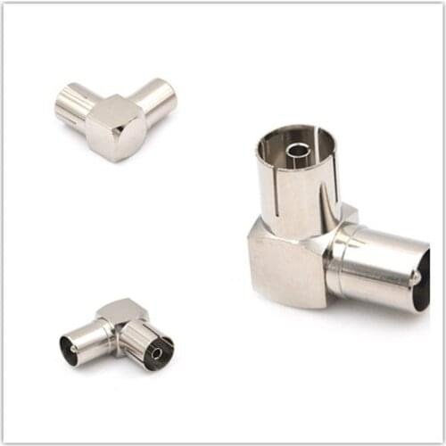 Copper F Male Plug to F Female Jack Right Angle Adapter 90 Degree Coax TV
