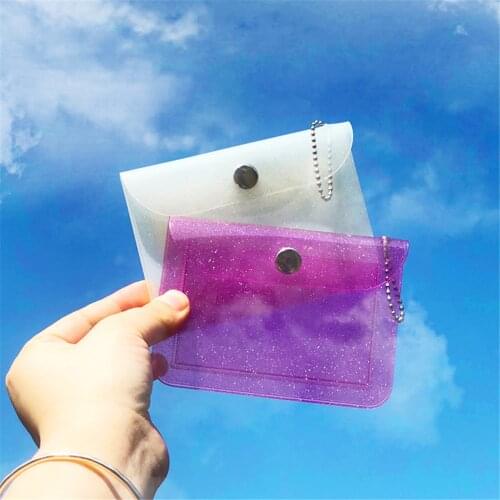Fashion Transparent Unisex Credit Card Holder Wallet Waterproof Key Bag Photo Bag Organizer Case Id Card Holder Pvc Coin Purse