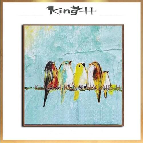 Dibujos Animados modernos pájaros pintura arte Animal hecho a mano Pet pintura al óleo pared colgante lienzo arte pared cuadros