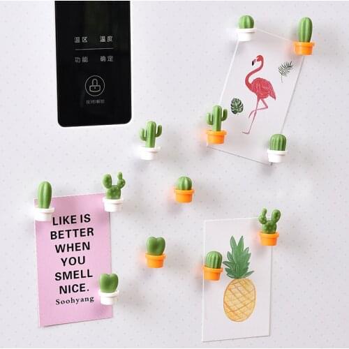 Mini stereo cactus refrigerator sticker 6pcs/set Creative ute cartoon magnet Magnetic message post Decorative accessories