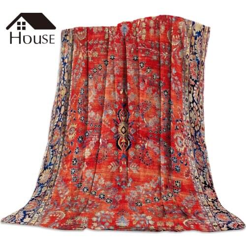 Sarouk Arak West Persian Printed Blanket Soft Comfortable Velvet Plush Flower Blankets Warm Sofa Bed Sheets