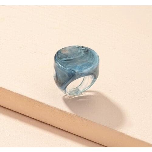 Origin Summer Statement Resin Arcylic Chinese Style Ink Painting Ring for Women Unique Design Circle Ring Party Jewelry Gifts