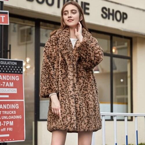 Savabien Thick Warm Leopard Coat Faux Fur Coat Women Winter Long Fake Fur Jacket Vintage Streetwear Furry Ladies Outerwear Parka