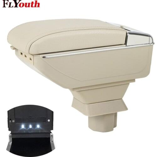 Armrest Box For Mazda 2 Demio Mazda2 2008-2013 USB Charging LED Light Arm Rest Rotatable Centre Console Storage Box Car Styling