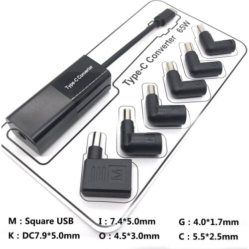 Laptop Power Jack Connector Dc Adapter Charger Converter for Lenovo Hp Asus 7.4*5.0 7.9*5.5mm Female to USB Type C Adaptor Male