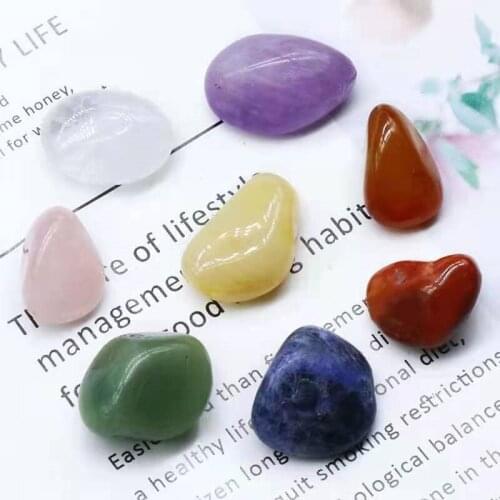 Seven chakra natural crystal for thumb massage smooth and polished mixed gemstone