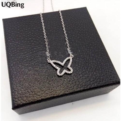 Silver Color Necklaces Crystal Butterfly Pendants&Necklaces Jewelry Collar Colar