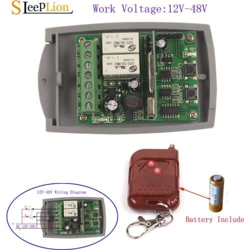 Sleeplion 315/433MHz 12V 24V 36V 48V 2CH Remote Switch System Transmitter Receiver 12V-48V Wireless Remote Control Switch
