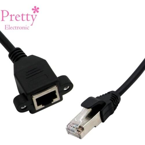 Cat5 Ethernet Extension Cable Male to Female Screw Panel Mount Ethernet Lan Network Cable Adapter for PC Laptop 0.5m 1m 1.5m 2m