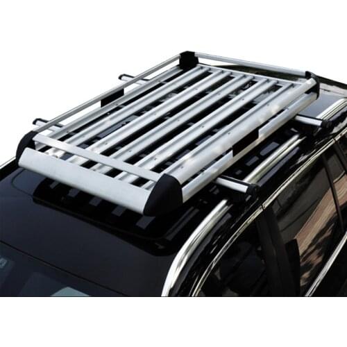 Silver Roof Cargo Universal Roof Rack Aluminum Alloy Luggage Basket For SUV Roof Carrier with Bars -Double Deck 140*100 cm