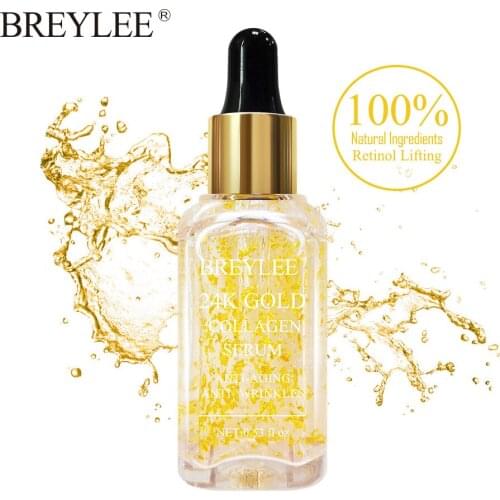 BREYLEE 24k Gold Serum Facial Collagen Moisturizing Essence Lift Firming Anti-aging Anti-wrinkles Whitening Face Skin Care