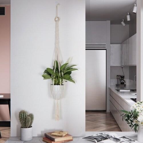 Plant Hanger Basket Handmade Rope Pots Holder Fine Hemp Rope Net Flower Pot Plant Lanyard