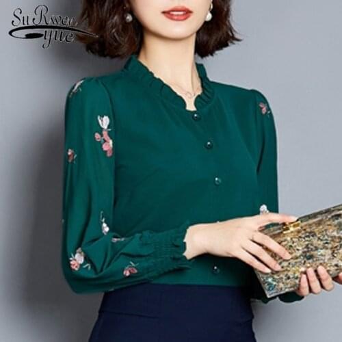 2019 womens blouses plus size women white shirt womens clothing long sleeve shirts Chiffon blouse ladies tops shirts 2640 50