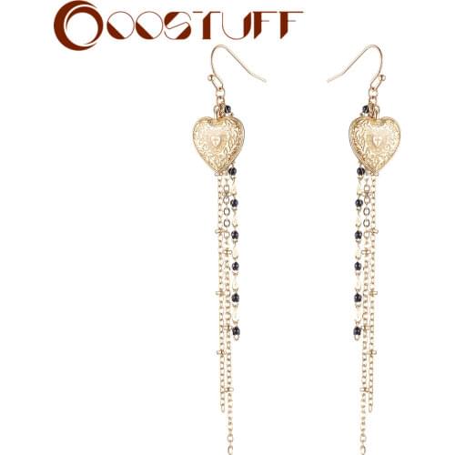 Gold Color Heart Fashion Statement Drop Earrings orecchini brincos Jewelry for Women Hanging Suspension Pendientes Accessories