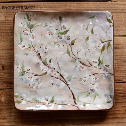 1pc Japanese-style Ceramic Square Plates Dish Western Food Steak Plates Restaurant Serving Tray Dinner Plates Kitchen Tableware