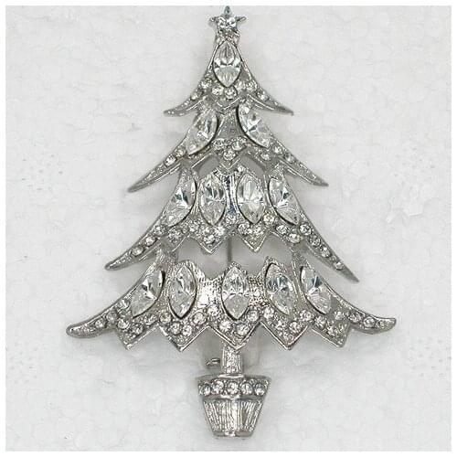 12pcs/lot Wholesale Fashion Brooch Rhinestone Marquise Christmas tree Pin brooches Christmas Gift C101506