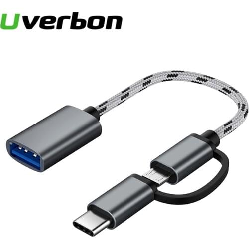 2 in 1USB Phone Adapter Type-C Micro USB Male To USB 3.0 Interface Female OTG Adapter Cable For Samsung USB C Fast Charging Cord