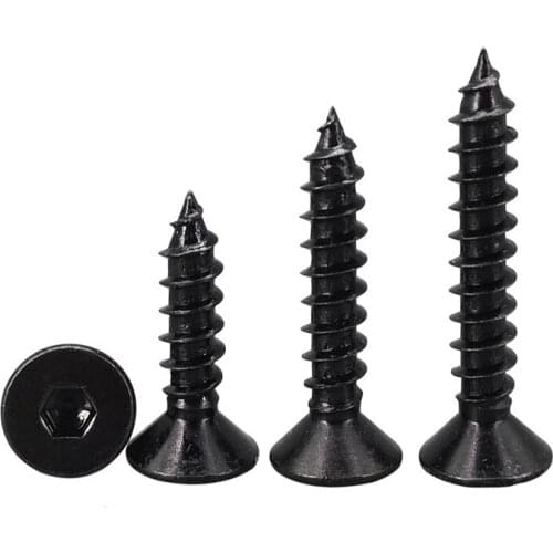 30pcs M4 8.8 level Allen countersunk screws hex socket flat screw self-tapping bolt carbon steel black color 10mm-30mm long