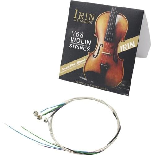IRIN 4pcs Violin Strings E-A-D-G Fiddle Strings Steel Core Nickel-silver Wound for 4/4 3/4 1/2 1/4 Violin Universal Full Set V68