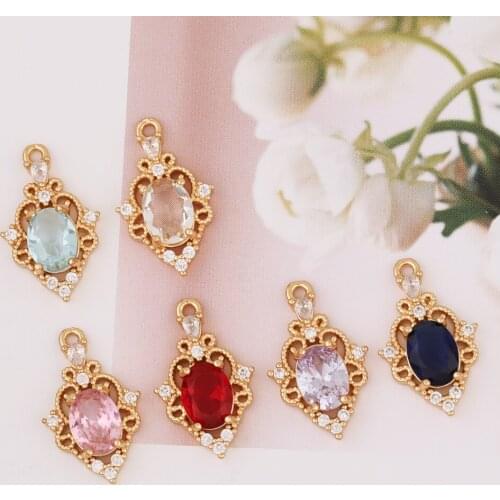 HAOSAW 6Pcs Jewelry Accessories/DIY Making/CZ Charms/Rhombus Shape/Jewelry Findings & Components/Hand Made/Earrings Pendants