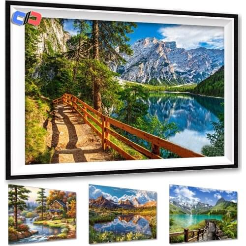 Full Square / Round DIY Diamond Embroidery Mountain Landscape Diamond Painting 5D Natural Scenery New Arrival Room Decoration