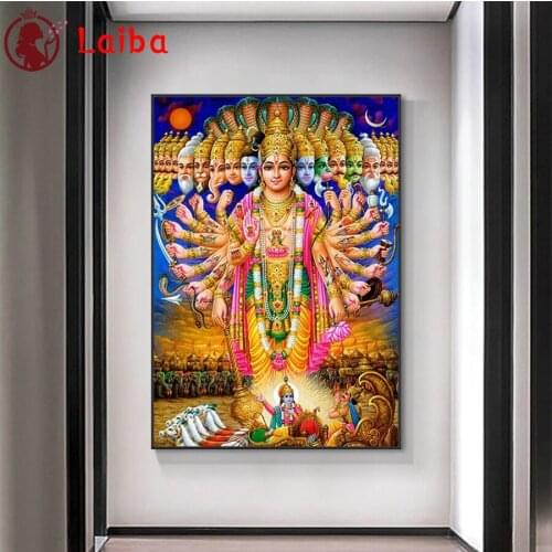 Diamond Embroidery Hindu Gods Lord Ganesha Krishna Religious Full Square round Diamond Mosaic Painting Cross Stitch Wall Decor