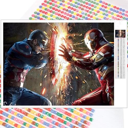 Diamond Painting Kit Marvel Avengers Iron Man Captain America 5D DIY Mosaic Embroidery Full Square Round Christmas Gift Home