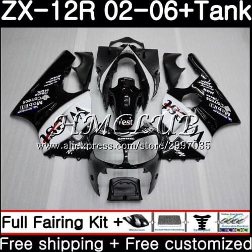 +Tank For KAWASAKI black west hot NINJA ZX1200 C ZX-12R 2003 2004 2005 2006 72HC.2 ZX 12R 1200CC 12 R ZX12R 03 04 05 06 Fairings