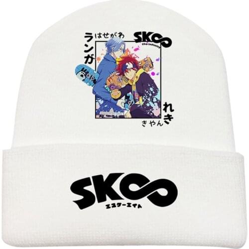 SK8 the Infinity Langa Hasegawa Chinen Miya White Hip Hop Keep Warm Knitted Masked Hat Brimless Pullover Cap Headgear Helmet