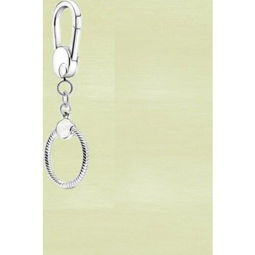 2021 High Quality New S925 Sterling Silver 1:1 Niche Exquisite Zircon Double Ring Round Keychain Fashion And Simplicity