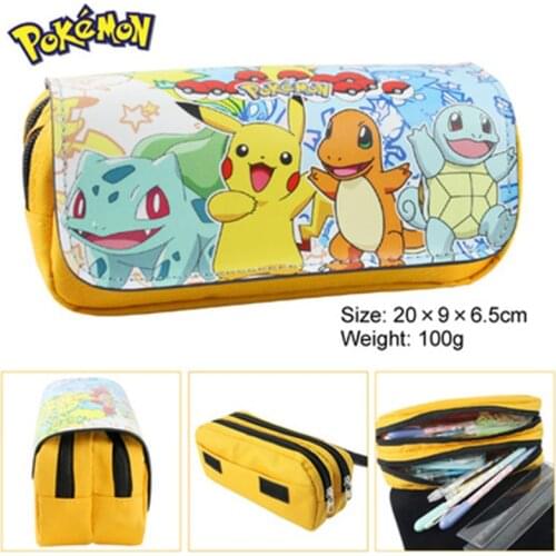 Pokemon Pikachu Pencill Case School Cartoon Black Pen Bag School Supplies Stationery Schoolbag Birthday Party Gifts for Boys