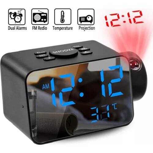 Projector Digital Alarm Clock 180-Degree Rotatable Dimmer LED Alarm Clock