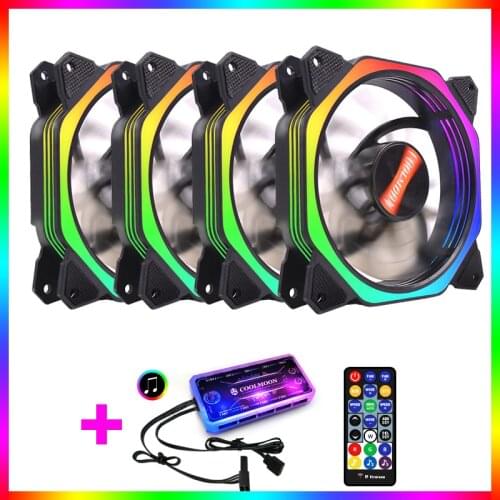 COOLMOON Computer Case PC Cooling Fan Cooler RGB 120mm Quiet IR Remote Computer Cooler Cooling RGB Case Fan