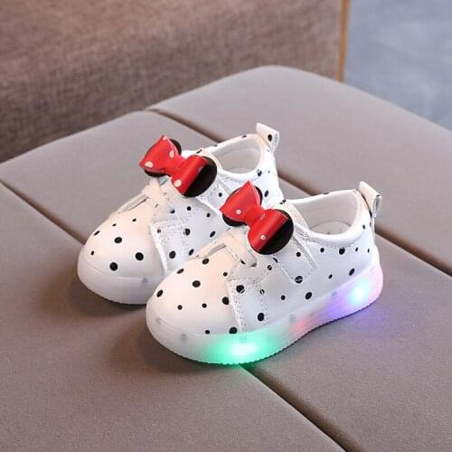 Childrens Lighting Shoes Girls Bow Shoes LED Luminous Shoes Sports Shoes Baby Shoes Girls Shoes