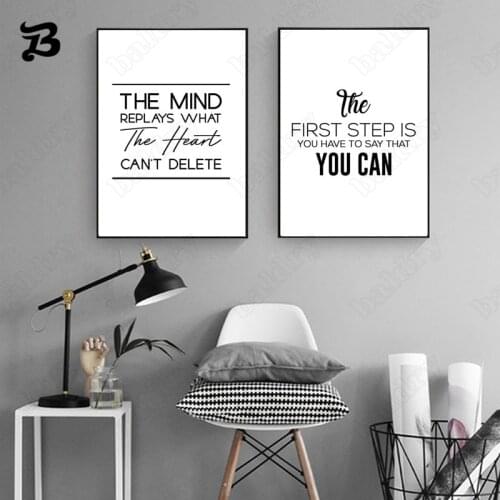 European Style Text Sentences with Black and White Letters Canvas Painting Wall Art for Living Room Wall Pictures Home Decor