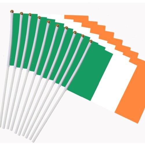 14x21cm 10pcs The Irish flag hand waving flags with Plastic Flagpoles NC017