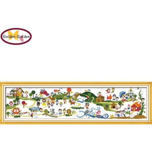 GG Childrens playground Cartoon style Counted Cross Stitch Cross Stitch DIY Cross Stitch Kits For Embroidery Needlework