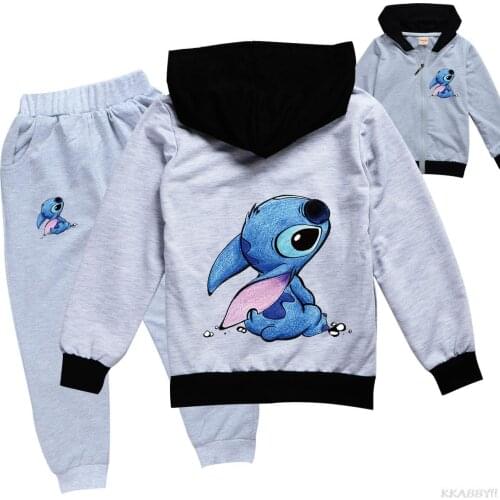 Stitch Baby Boys Clothing Sets Cotton Sport Suit Girls Spring Autumn Hoodies Coat Pant 2pcs set Costumes Kids Clothes