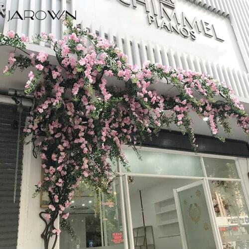JAROWN Artificial Rose Flower Vine Fake Flower Rattan Wedding Arch Decoration Shop Landscaping Plants Flower Branch Wall Hanging