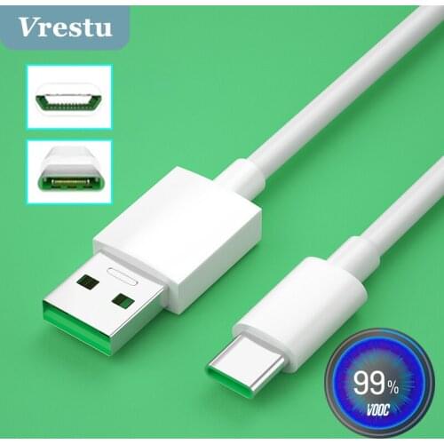 USBC Cable Type C 5A 4A Micro USB Fast Charging for OPPO Reno 2 3 4 VOOC Super Falsh Charge Data Cable Mobile Phone Charger Cord