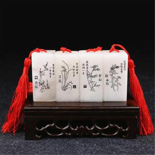Chinese Traditional Carving Seal Sculpture Name Stamp Stone Jade Seal Art Craft