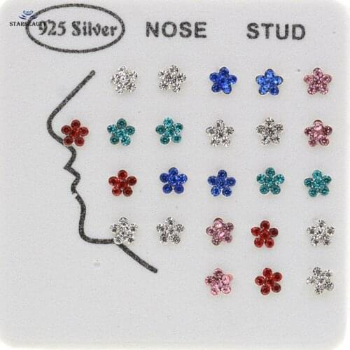 Only 1 pc/lot Thin 0.5x7mm S925 Tiny Daisy Bijoux Nose Piercing Nose Ring Studs Lip Tragus Piercing Nariz Pircing Body Jewelry