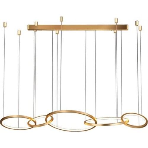 Ring design modern LED chandelier hotel lobby light AC110V 220V long dinning room light fixtures