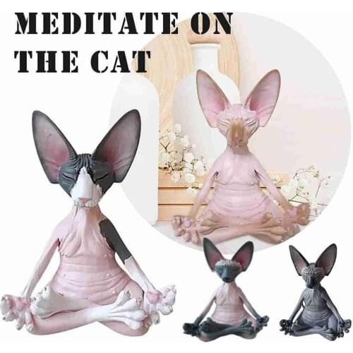 Cat Sphinx Meditation Buddha Sphinx Figurines Whimsical Cat Resin Art Sculptures Collectible Outdoor Garden Decor Figurines