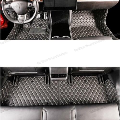 Leather car floor mats for tesla Model 3 2017 2018 2019 2020 2021 carpet interior accessories foot non-slip seat 2022 cover