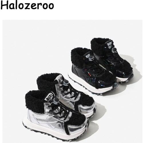 Winter Kids Sport Sneakers Baby Boys Brand High Shoes Children Chunky Sneakers Girls Patent Leather Casual Sneakers Trainers New
