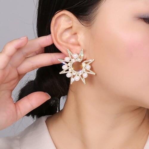 Lmitation Pearls Star Shape Earrings Retro Unique Korean Exquisite Earrings For Women Simple Style Girls Jewelry Gift