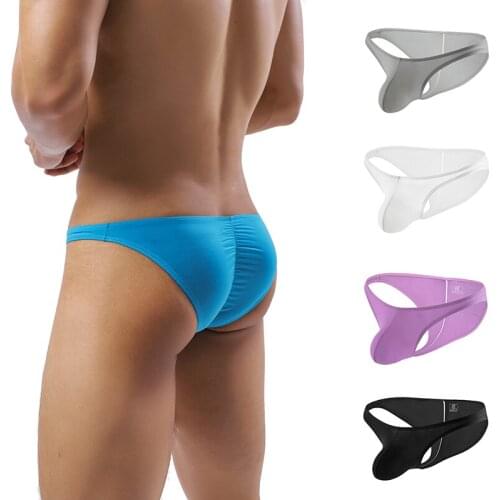 Mens Breathable Ice Silk Underwear Thin Sexy Low Waist Tight Seamless Briefs Ultra-thin Underpants