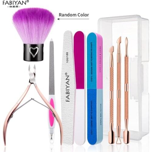 10Pcs Sanding Polishing Files Manicure Set Nail Art Nipper Scissor UV Gel Remover Dead Skin Push Cleaning Brush With Storage Box