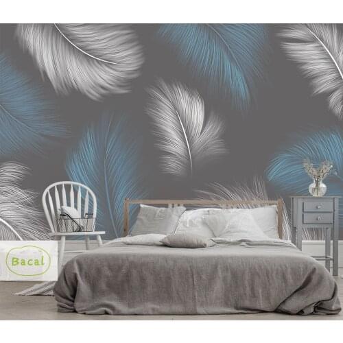 Bacal Custom 3D Photo Wallpaper Modern simple hand painted feather 5D Wall Mural Wallpapers For Living Room Bedroom De Parede